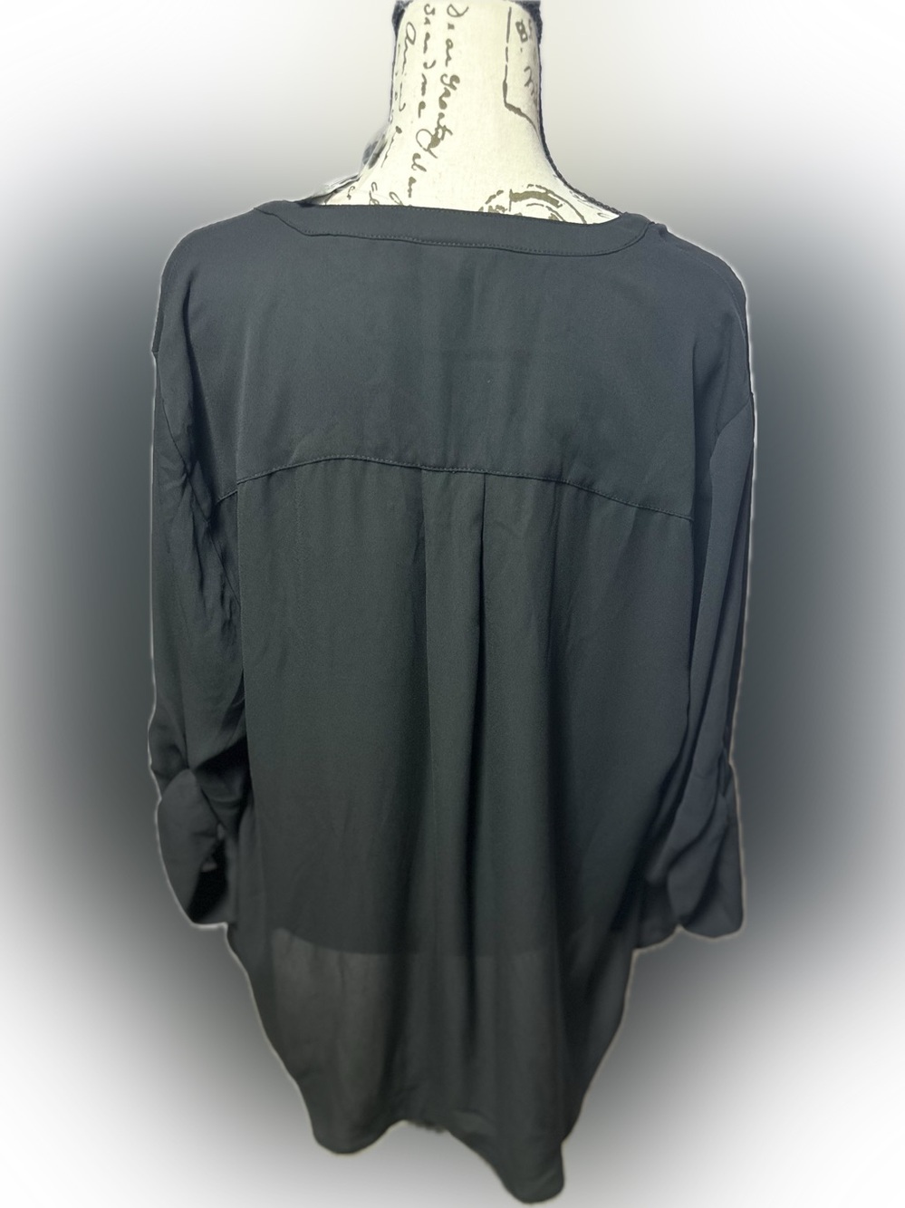 Torrid Harper Black V-Neck Roll Sleeve Blouse 1X NWT Work Wear Office Top - Picture 3 of 5
